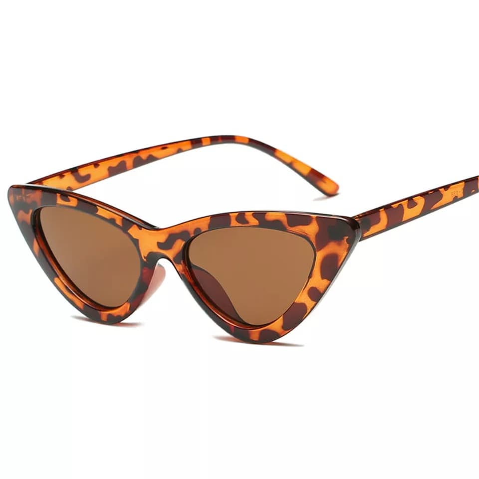 Óculos de sol gatinho vintage triângulo proteção uv400 cor leopardo