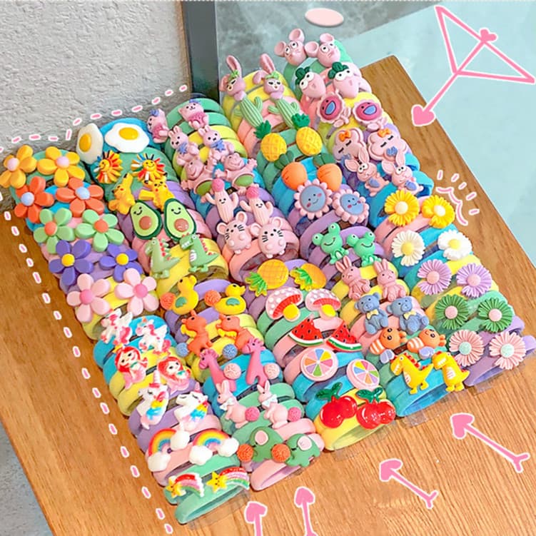 (Kt) Conjunto 1 O 10 Peça Corda Cabelo Das Meninas / Toalha Anel / Hairband, Terno Bonito, Faixa De Borracha, Pequeno Hairband, Nenhum Dano Para Os Desenhos Animados Animais De Cabelo