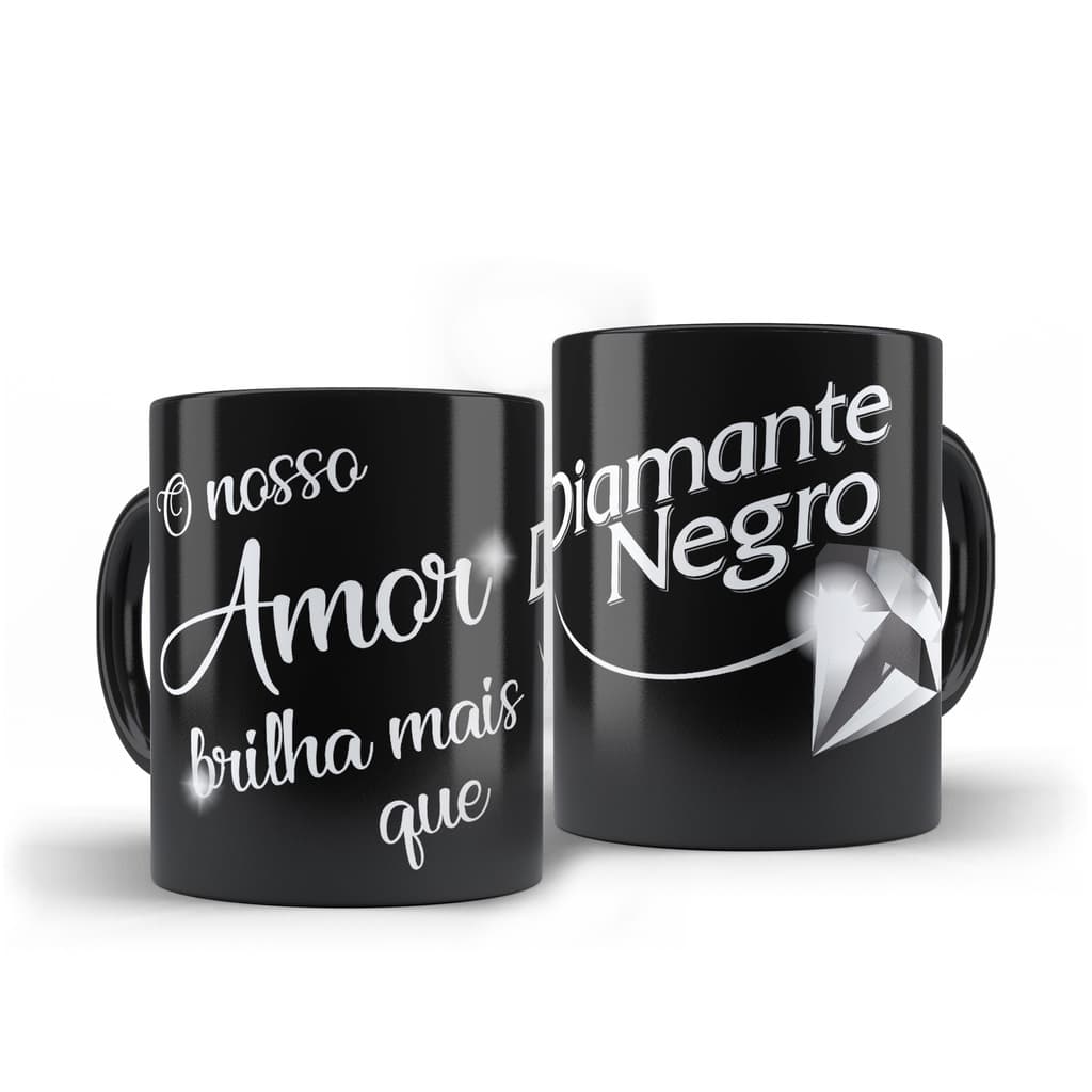 Caneca personalizada Diamante Negro - Namorados - Presente
