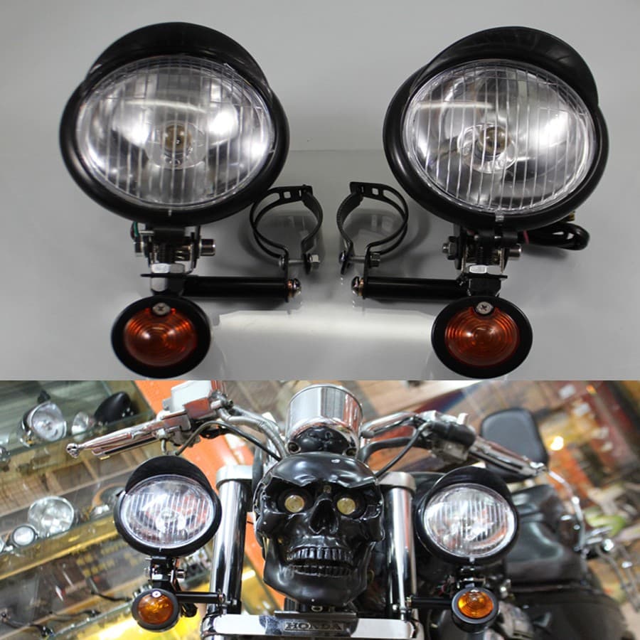 Luz Auxiliar Dianteira Universal Para Motocicleta , Lâmpada De Neblina Com Suporte De Barra 33-43mm , Garfo , Indicador