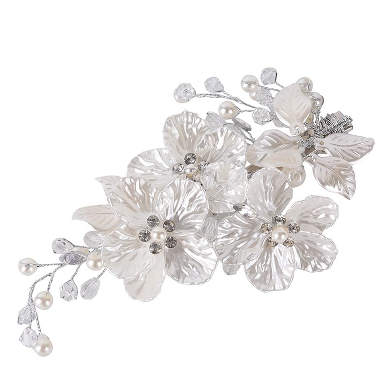 (Bling) Clip De Noiva Cristal Pérola Flor De Cabelo Jóias De Casamento Acessório