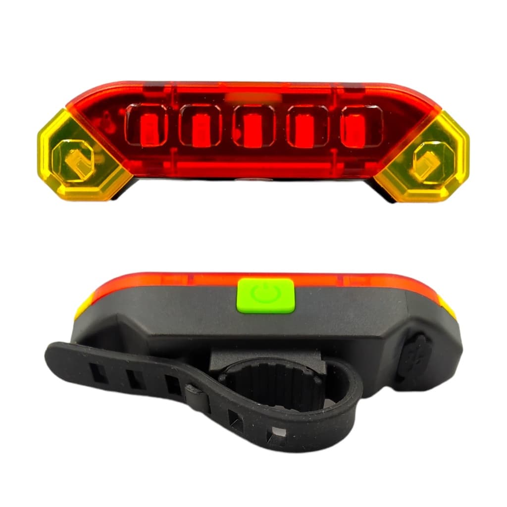 Lanterna Sinalizador Traseira Bike Led Recarregável Usb Vermelho e Amarelo