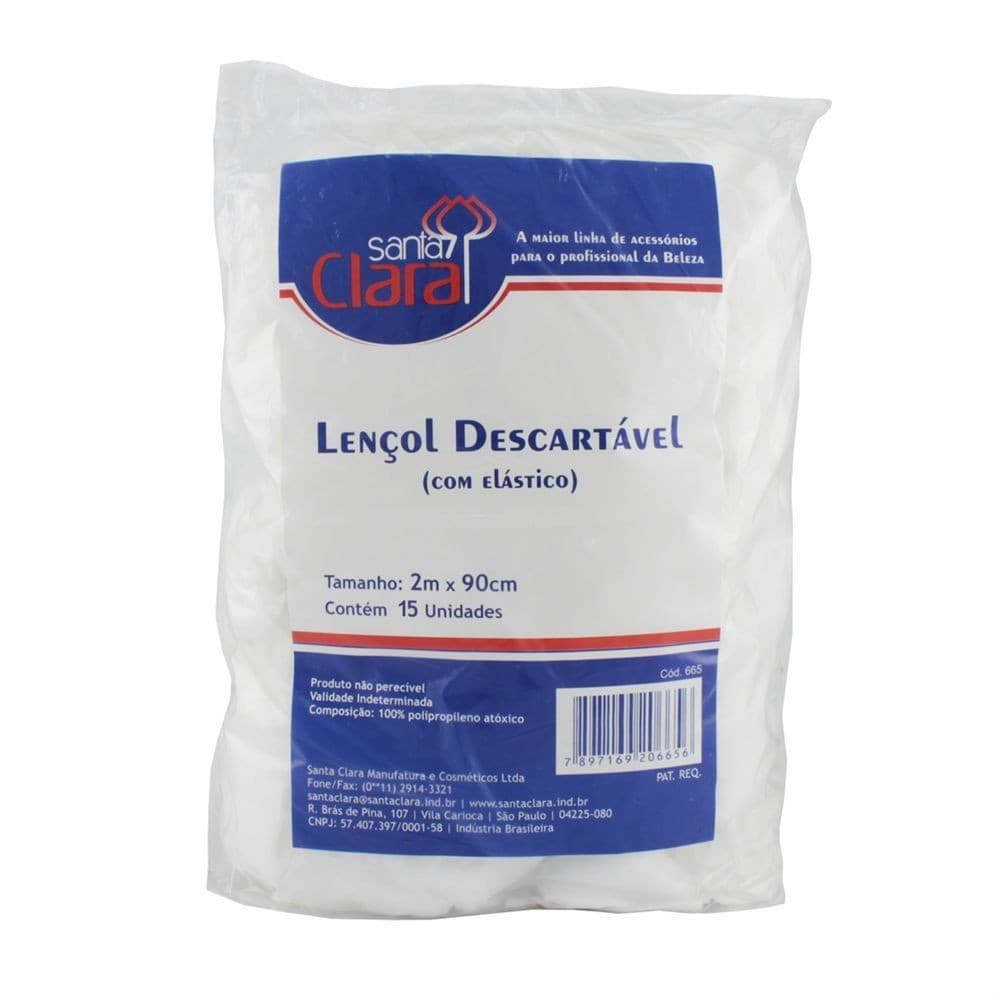 Lençol Descartável Tnt Para Maca Gramatura 20 Com Elástico 2mx 90cm Santa Clara 15 unidades