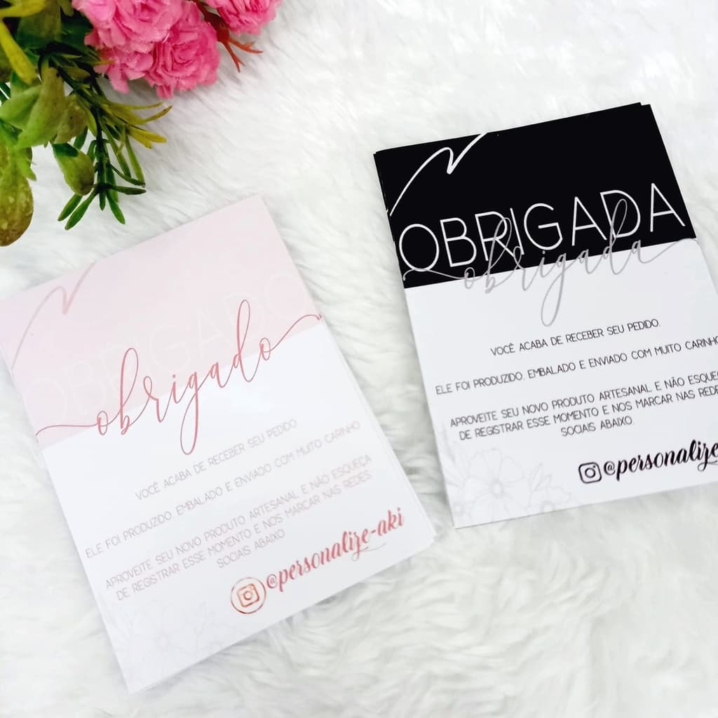 50 Cartões personalizados /Cartão de agradecimento ao Cliente/tag para sacola