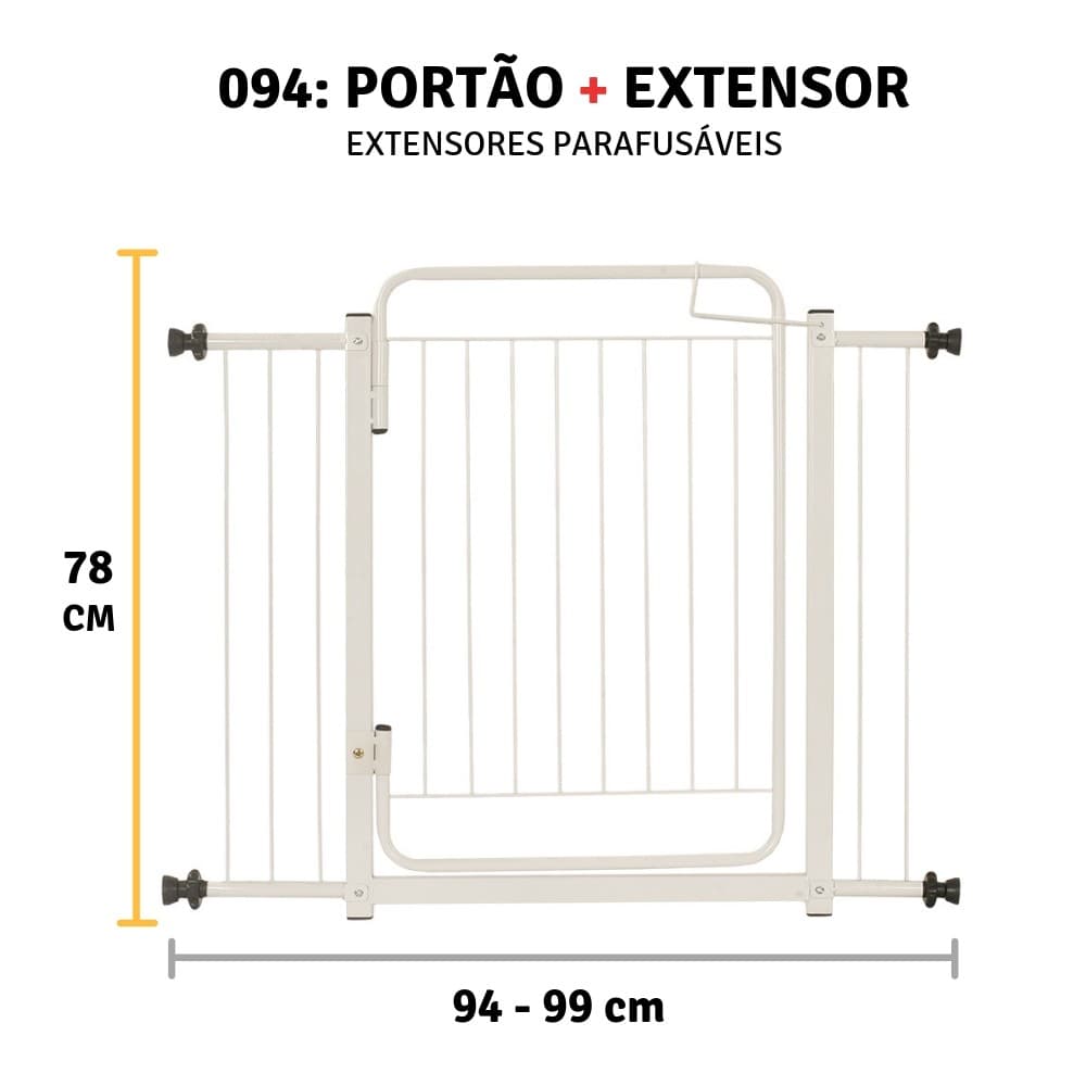 Grade De Porta Portão De Grade Criança Pet Segurança 94/99 cm Portãozinho Segurança Cachorro