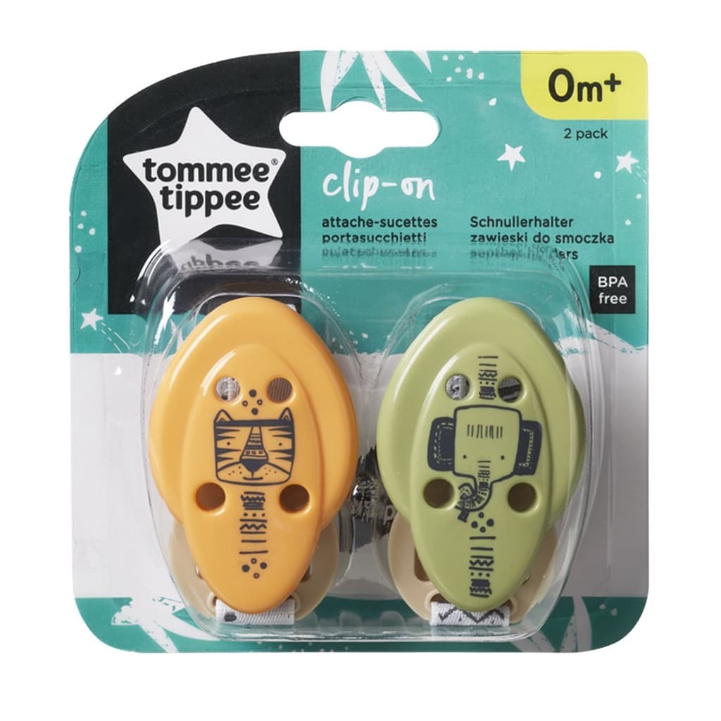 Kit 2 Prendedores de Chupeta Tommee Tippee Clip On +0 Mês Verde