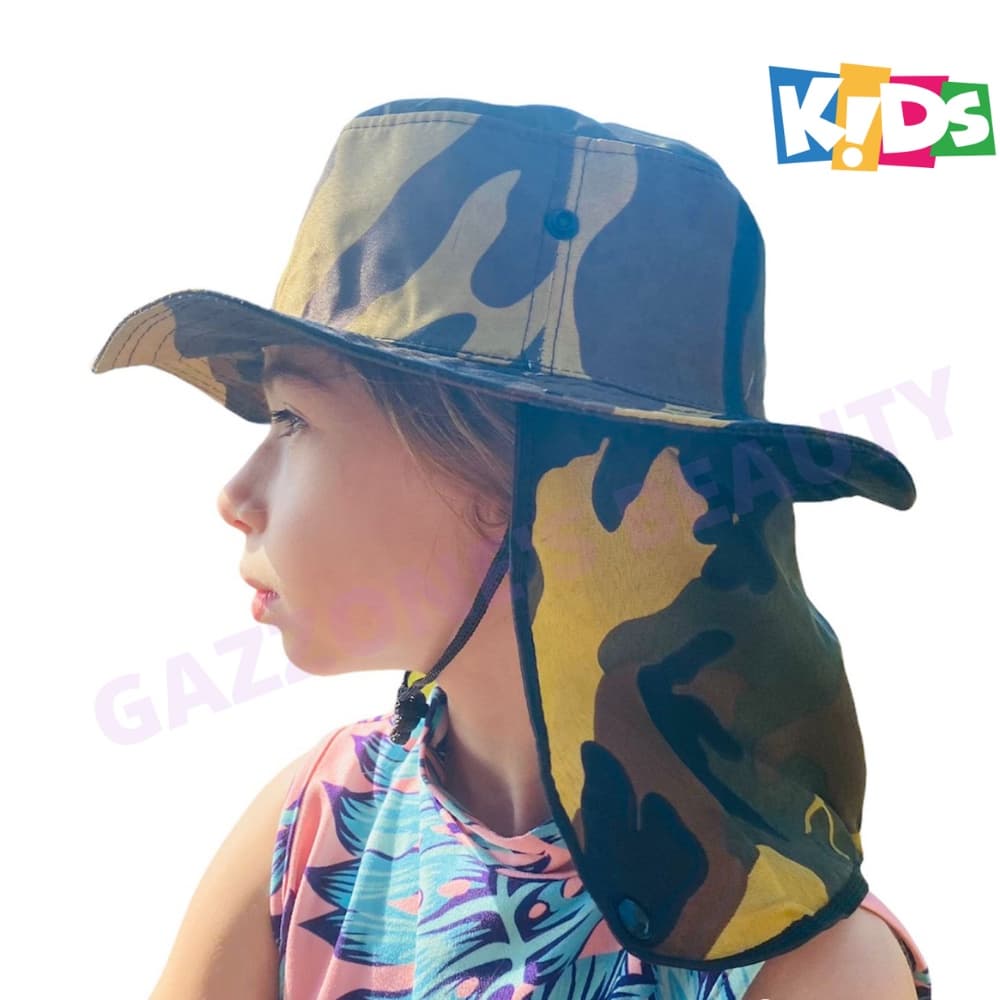 Chapéu Pescador Infantil Chapelão Com Protetor Nuca Para Criança Menino Menina Sol Promoção