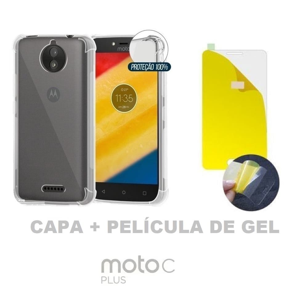 Capa Anti-impacto + Película Gel Moto C PLUS Motorola Xt1726