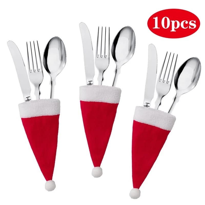 Saco de talheres com 10 peças de decoração de Natal