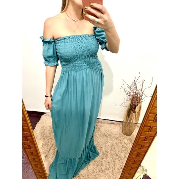 Vestido Feminino Longo Manga Ciganinha