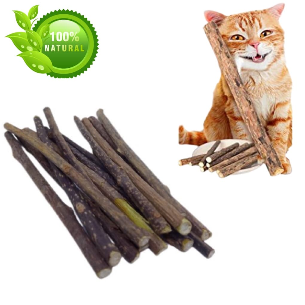 Pacote com 30 unidades Vara Graveto Catnip Matatabi Limpa Dentes - Deixa o Gato Feliz