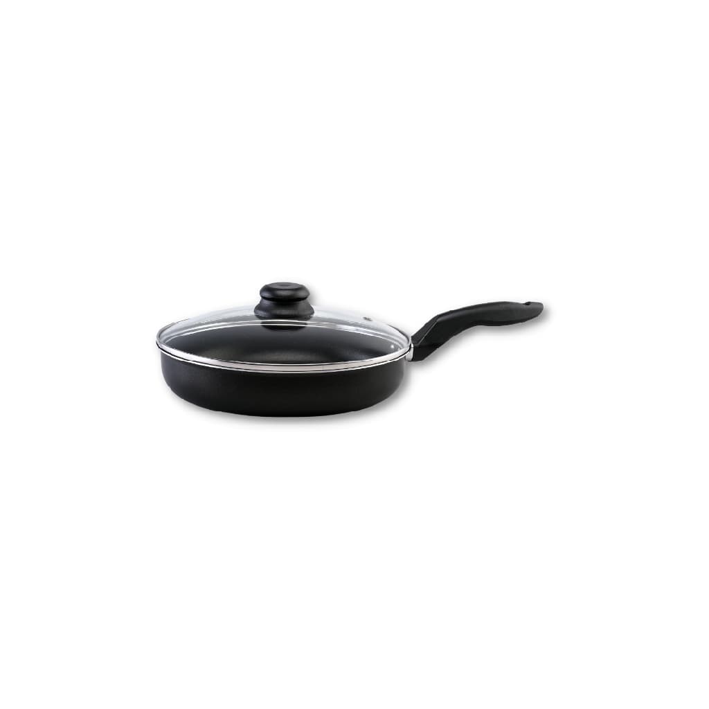 Frigideira com tampa de Vidro Preta 20cm Alumi-Aço Linha Premium J4TECH Alumínio Antiaderente Teflon Ultra Resistente