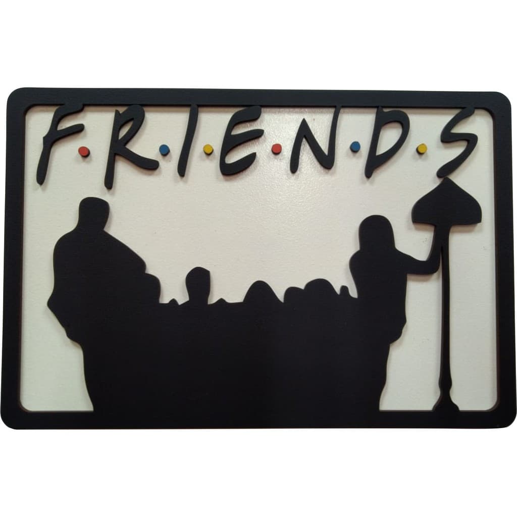 Quadro Friends em MDF, Produto possui relevo, 38cm de largura