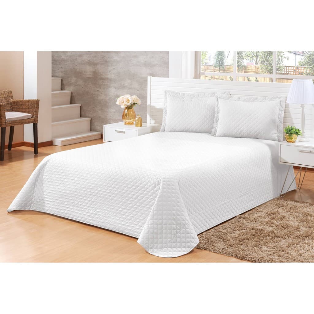 Kit Colcha Cobre Leito Casal Padrão 3 Peças Matelado - Várias Cores