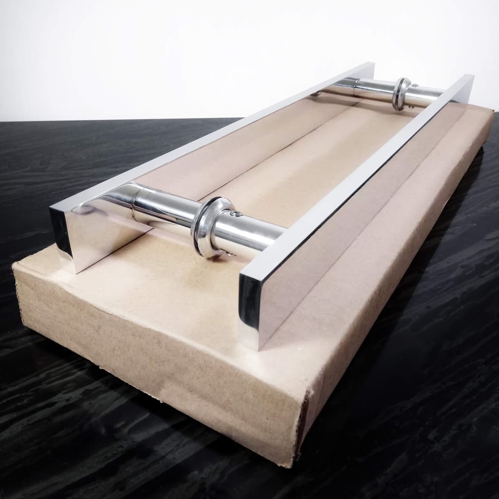 Puxador De Porta Barra Chata 40cm Madeira/Vidro/Alum./Portão