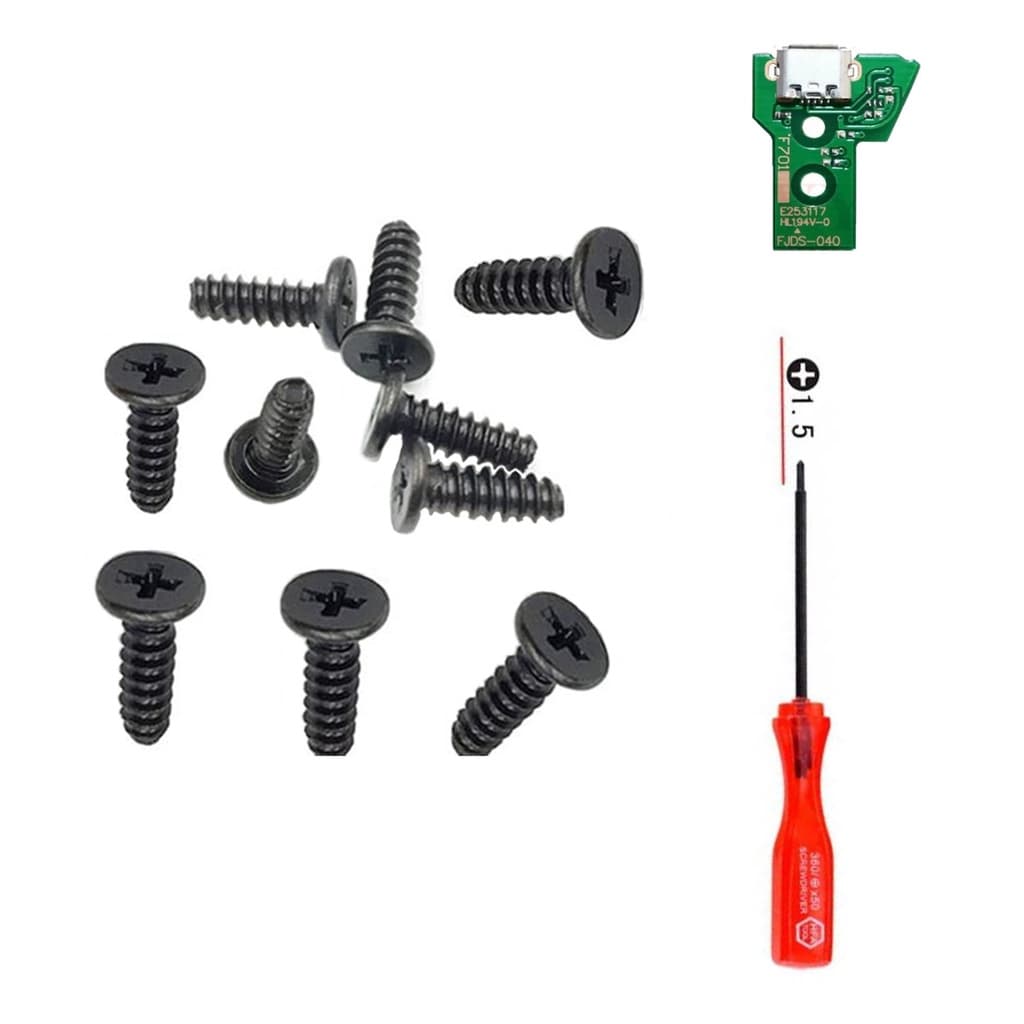 Kit  Ps4 10 Parafusos Controle PS5 PS4 PS3 PS2 + Chave Philips + Placa JDS 040