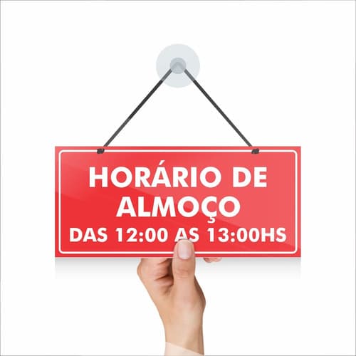 Placa Horário De Almoço Com Ventosa De Fixação