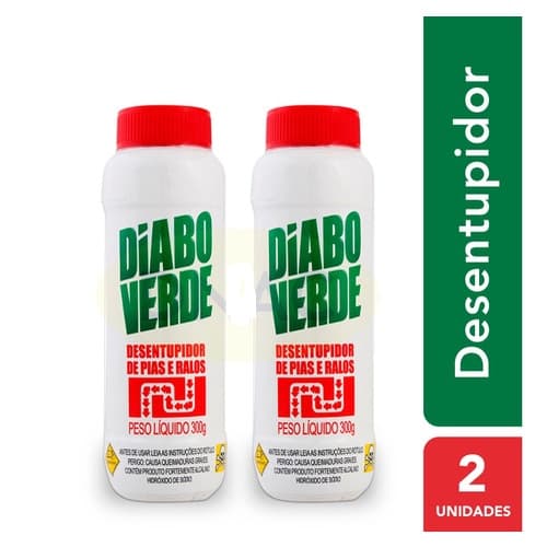 Kit 2 Diabo Verde Granulado Desentupidor de Pias Ralos 300g