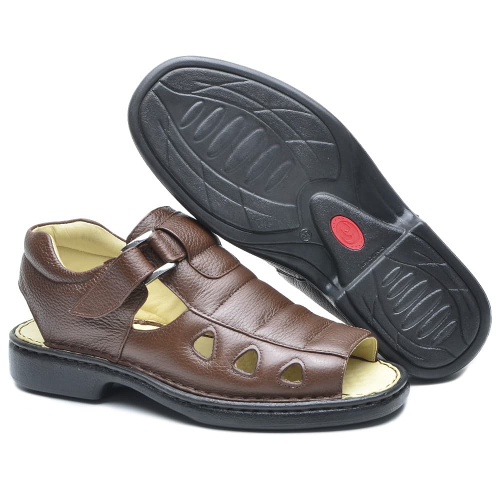 Sandália Masculina em couro Cla-Cle Chocolate