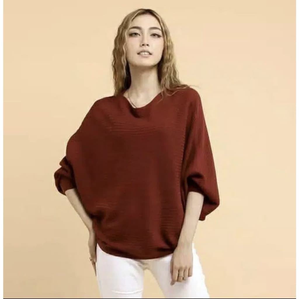 KALILA-Top De Malha Fina RANIA Batwing Para Mulheres Adultas | Tops Femininos