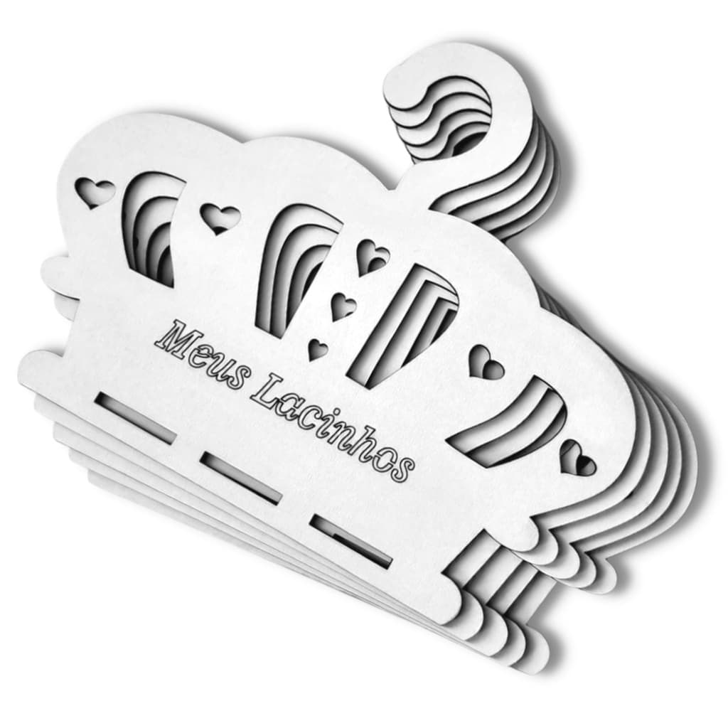 Kit 5 Porta Lacinhos Cabides Porta Laços Coroa Branco MDF