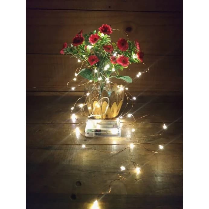 Fio Fada Cordão Luz Dourada Arame Led 3M 30 Led Pilha