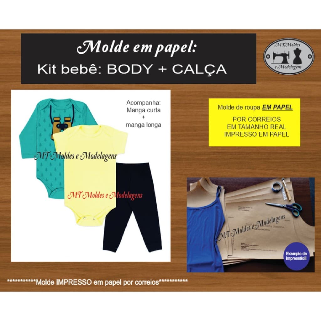 Molde Para Costura Body Bebê + Calça Punho 80g