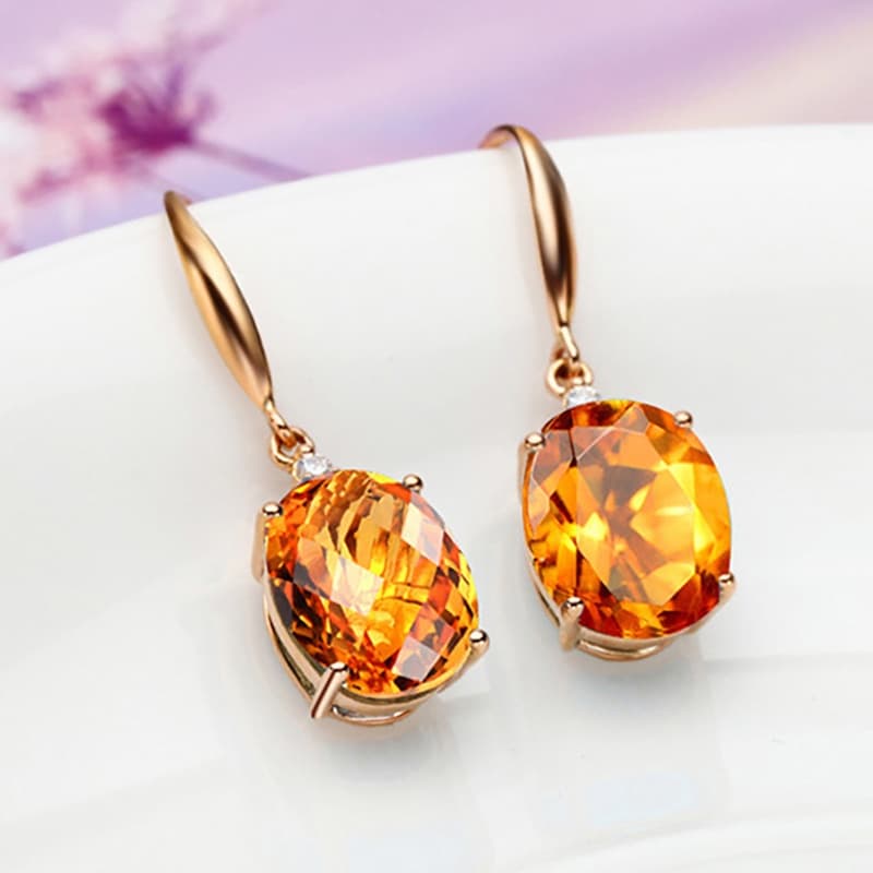 Brincos De Prata Citrino 925 Estilo Chinês Original/Retrô/Jade Pronta Entrega earrings
