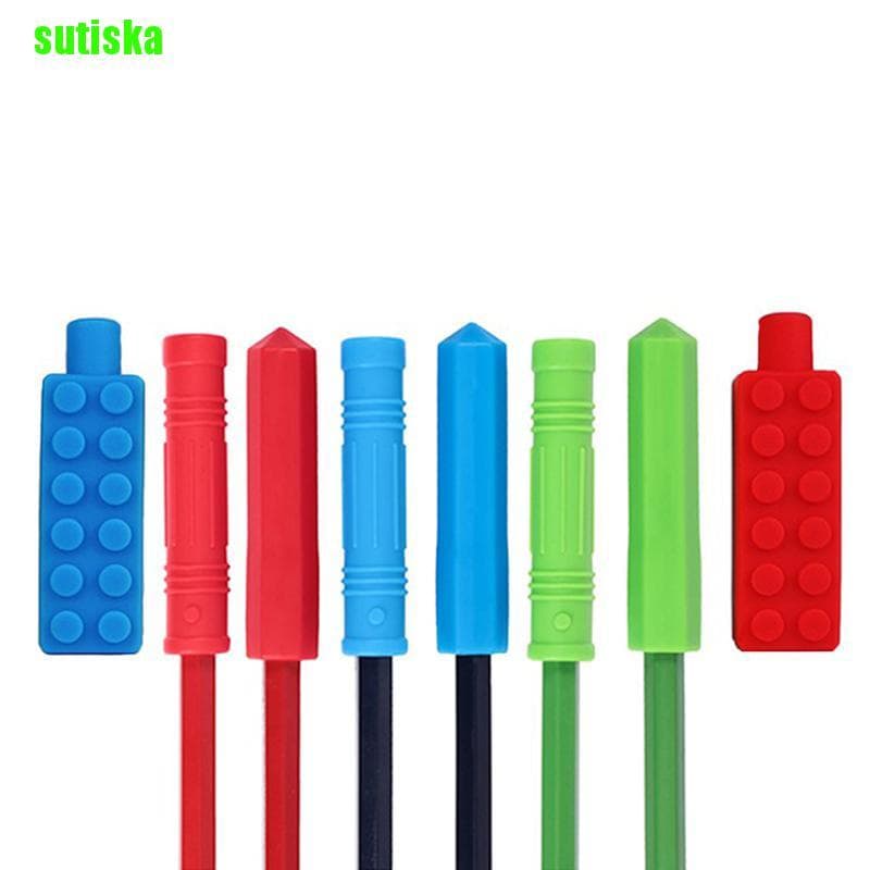 Sutiska 1Pcs Lápis Mastigável Topper Silicone Mordida Mordedor Sensorial