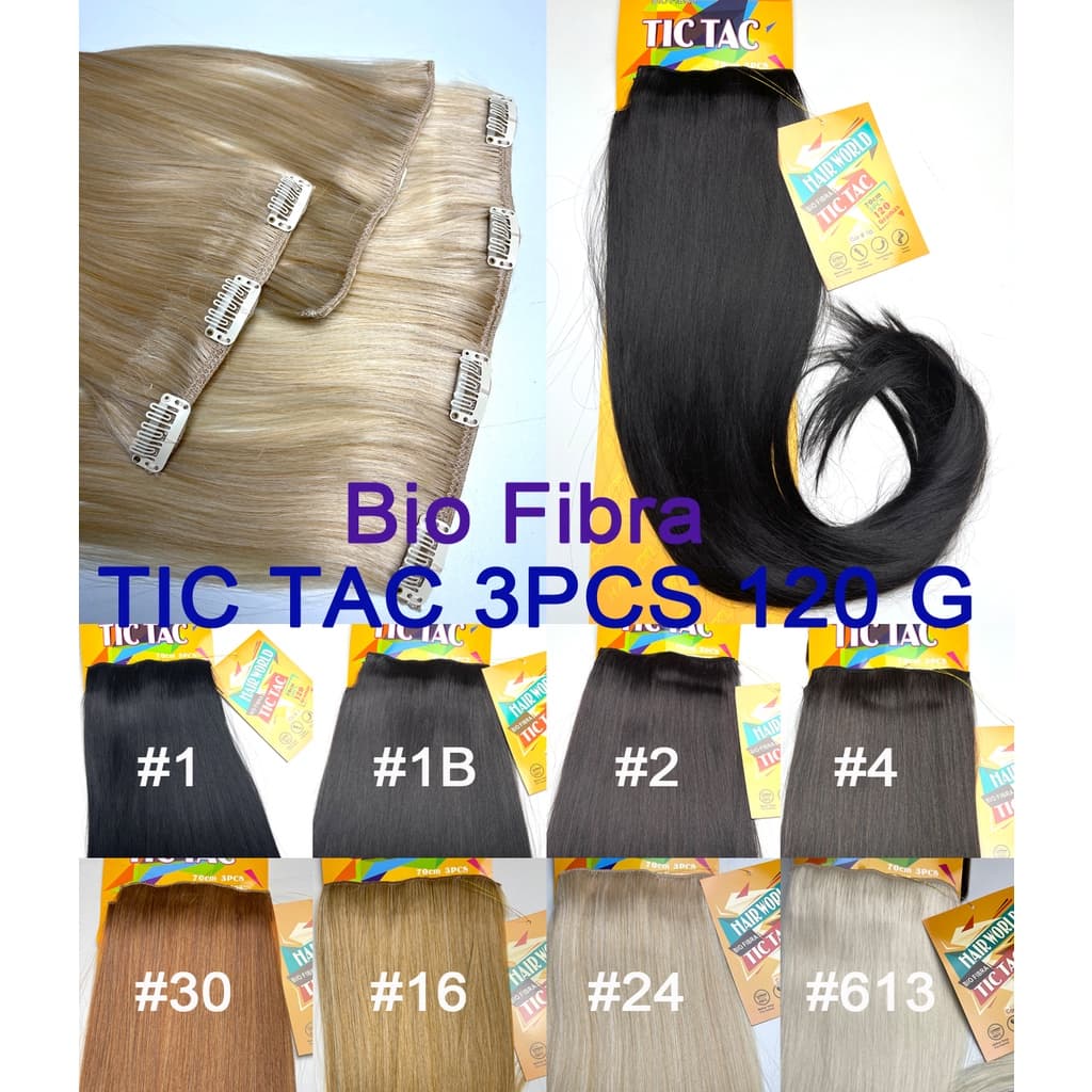 Aplique de Cabelo Orgânico Bio Fibra Liso 70 Cm 120g Tic Tac 3 telas/pacote Sem Brilho