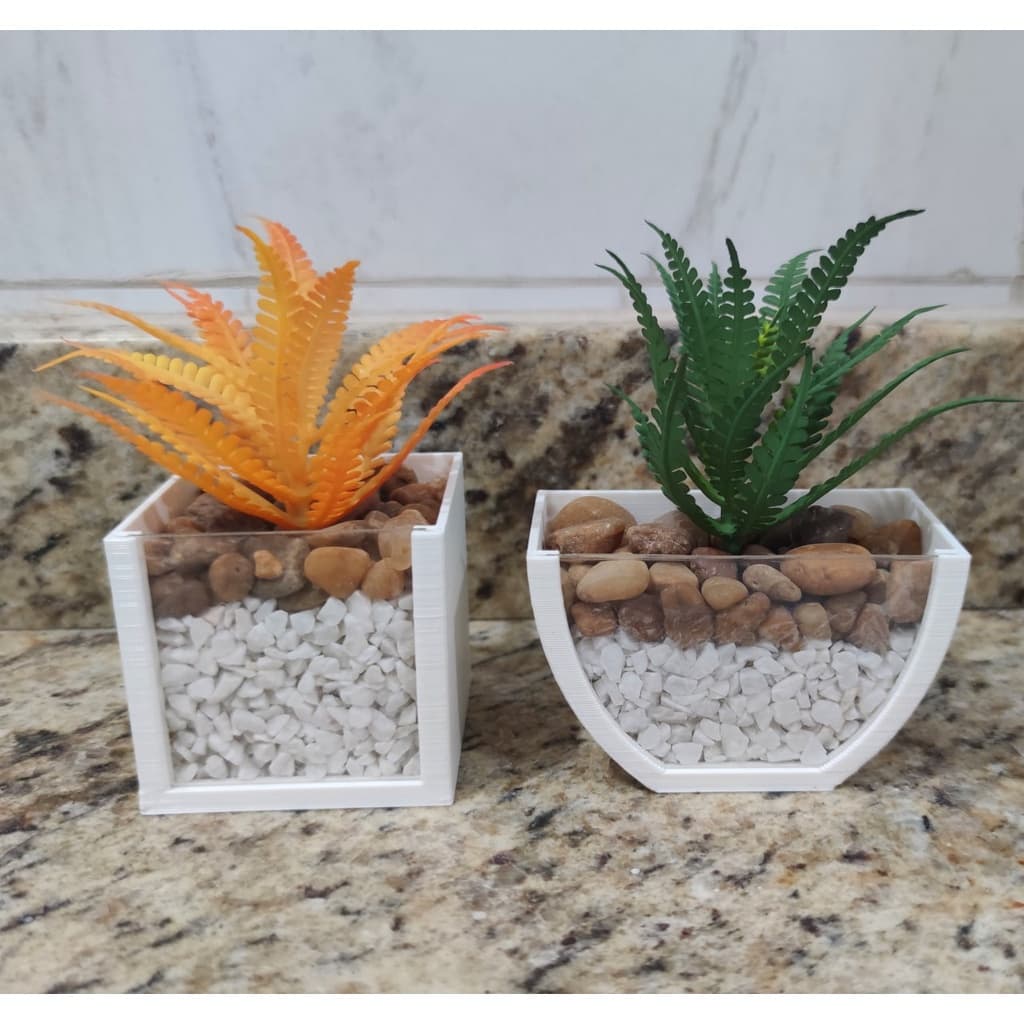 2 Plantas Suculentas Artificiais Com Vasinhos Decoração Casa