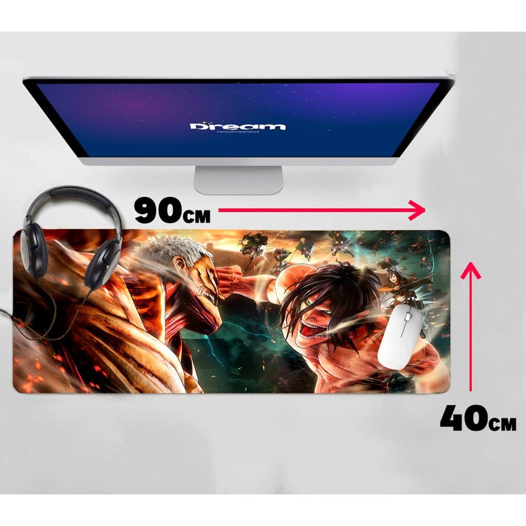 Mouse Pad Attack on Titan Shingeki no Kyojin Grande Extra Grande 90x40 Personalizado Costurado