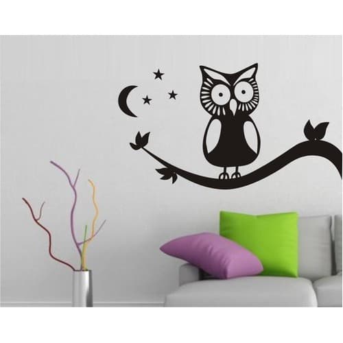 Adesivo Decorativo De Parede Coruja No Galho 47x82cm Quarto Infantil Bebê Decoração Sala
