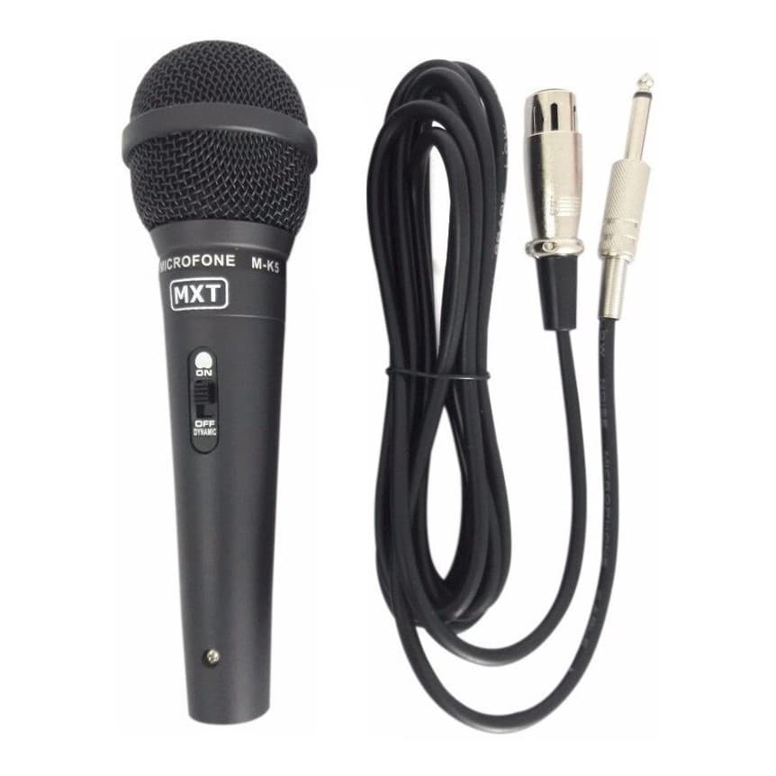 Microfone Profissional Dinamico Com Fio MXT M-k5 Material em Metal Com Cabo 3 Metros - P/ Igrejas Shows Palestras Palco