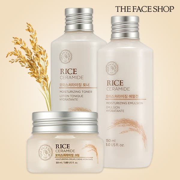 [The Face Shop] Rice and Ceramide Moisturizing Toner/ Emulsion/Cream,Tônico/Emulsão/Creme,skincare