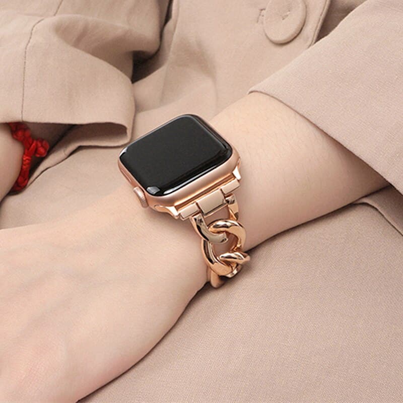 Corrente Pulseira Metal P / Apple Watch 7 6 Se Band 44mm 40mm Aço Inox Correia