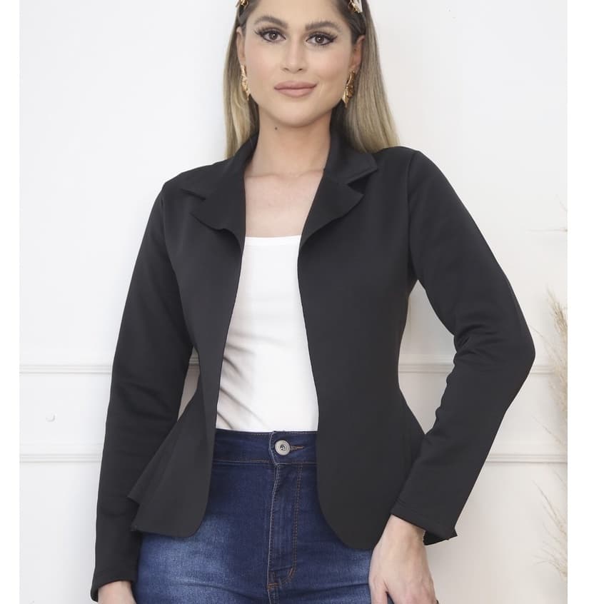 Blazer Neoprene Casaquinho Social-preto