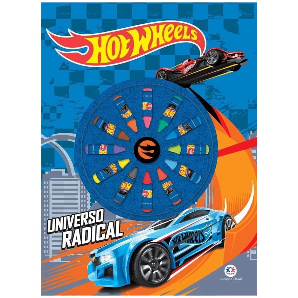 Livro Infantil Para Ler E Colorir C/ Giz De Cera -hot Wheels