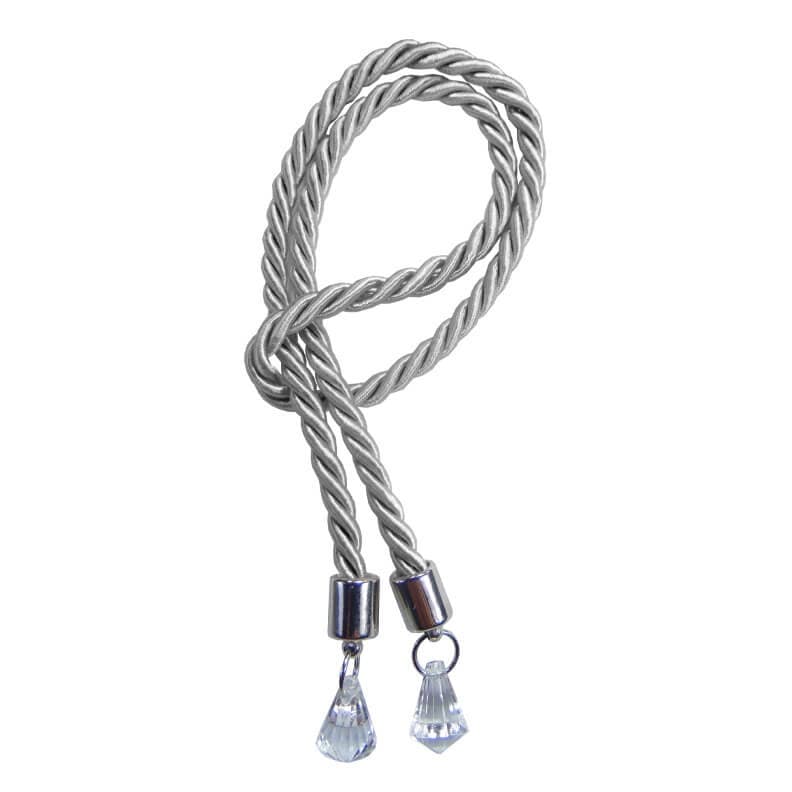 3 ou 6 Cordão para Aromatizador / Disufor / Saboneteira Cinza com Pingente Cristal com detalhe Prata 1un