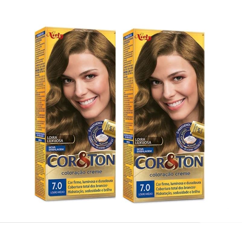 Cor & Ton - Kit 2 Coloração Creme - 7.0 Louro Medio