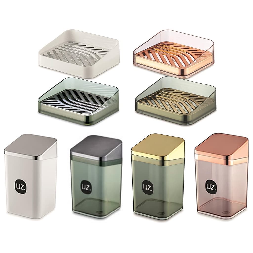 Porta Algodão ou Saboneteira Luxo Porta Sabonete Slim Branco Rose ou Preto Fume  - UZ