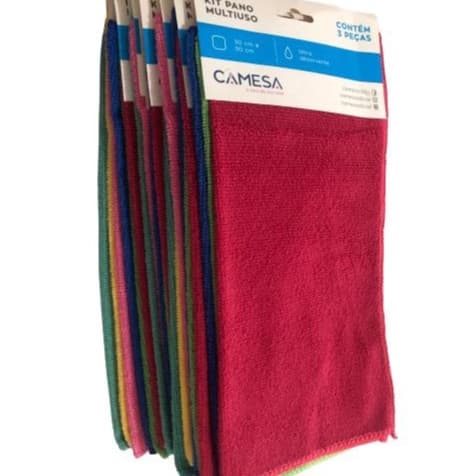 Kit 3 Panos Microfibra de Cozinha  Multiuso Limpeza Geral 30x30cm