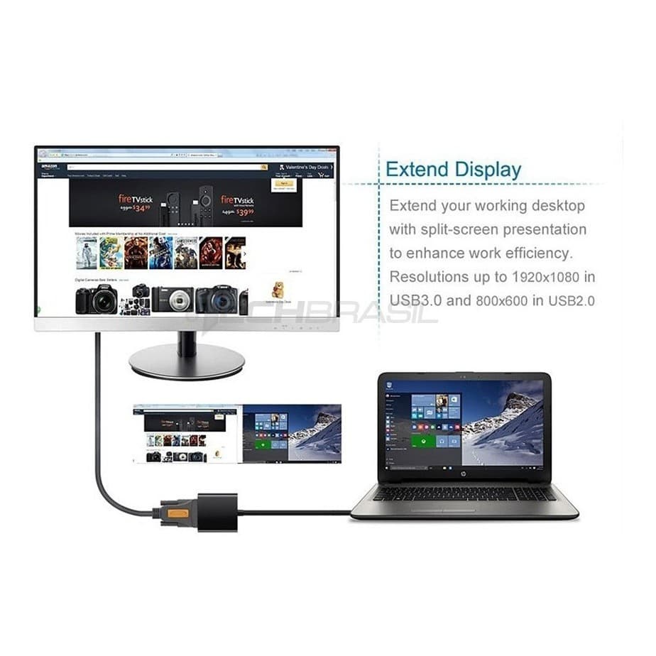 Adaptador Usb 3.0 2.0 Para Vga Full Hd = Clonar Tela Monitor
