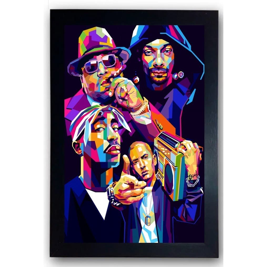 Quadro Decorativo Rap Hip Hop 2pac, Snoop Dogg moldurado 32x44cm