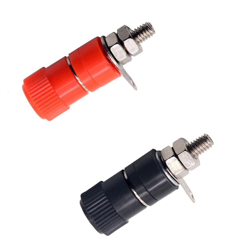 10 Pçs 4mm Tomada Banana Niquelado Ligação Post Porca Plug Jack Conector Vermelho Preto JS-910B Novo