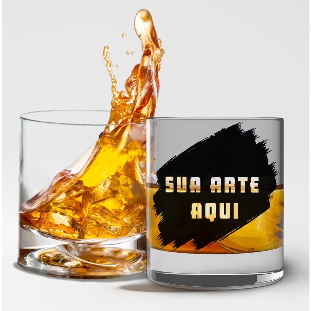 Copo de Vidro para Whisky Personalizado com Sua Marca, suas frases , seu logo