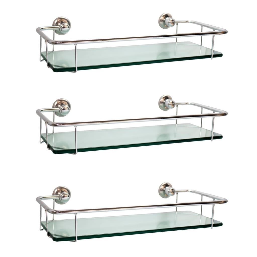 Prateleiras de Banheiro e Cozinha - Kit c/ 3 peças - Combo com DESCONTO - Aço e Vidro