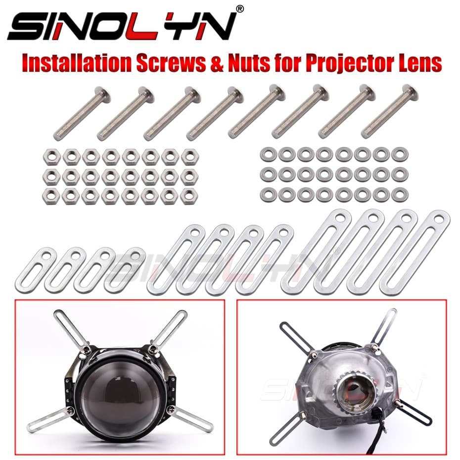 Sinolyn Farol Retrofit Ferramentas Adaptador Quadro Para Koito Q5 Hella 3R Projetores Parafusos Porcas Kit Bens Automoti