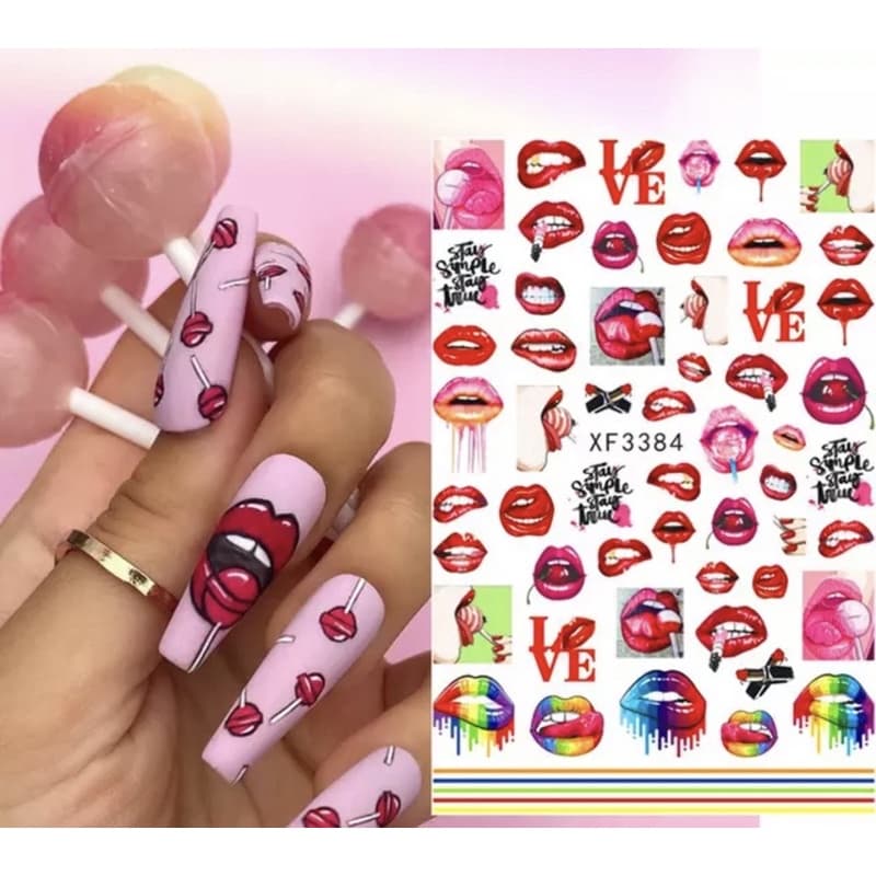 Adesivos de unha Boca Dripping Lips películas para decoração de unhas