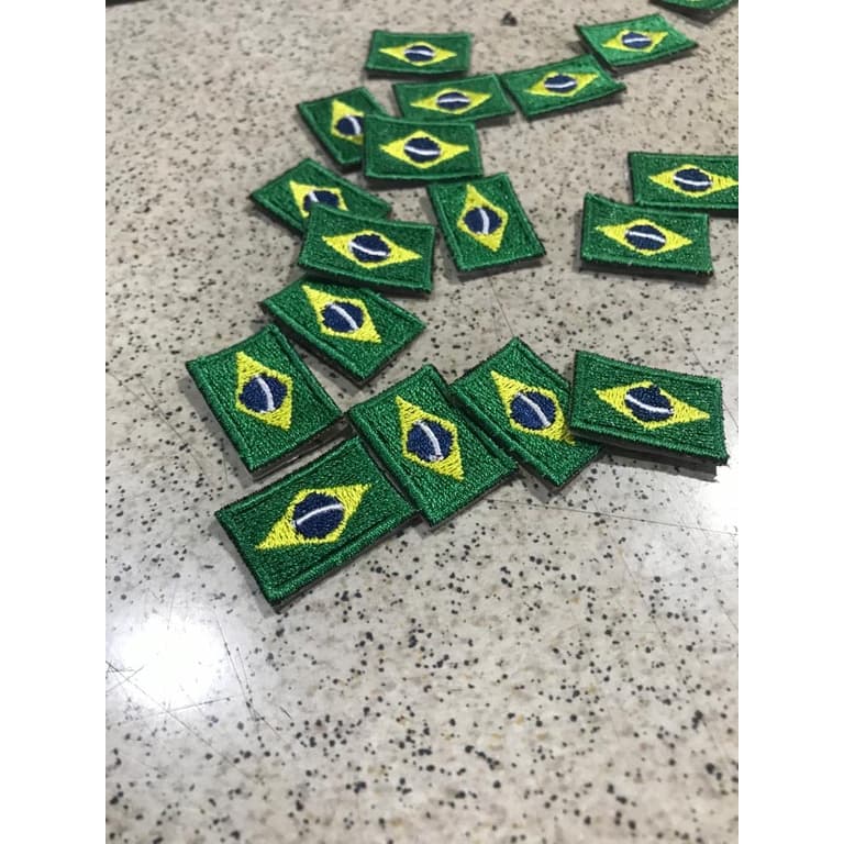 Patch mini bandeira Brasil  tamanho 3x2, kit 10 unidades